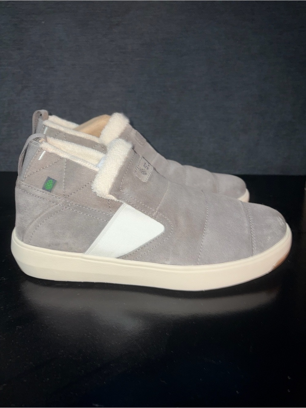 Stio Gray Suede Slip-On Sneakers with White Side Accent